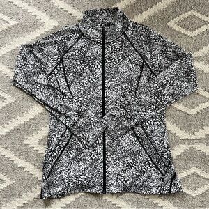 Women's Black and White Athleta Track/Warm-Up Jacket